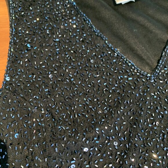 Laurence Kazar evening top, black, fully beaded, lined, EUC, sz M, sleeveless - Picture 3 of 16